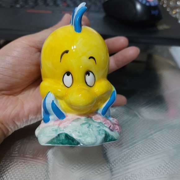 Vintage Disney Japan The Little Mermaid Flounder Ceramic Figurine Little Mermaid - Picture 4 of 7